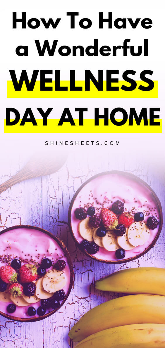 Wellness day food example that includes bananas, yogurt and fruits on a table