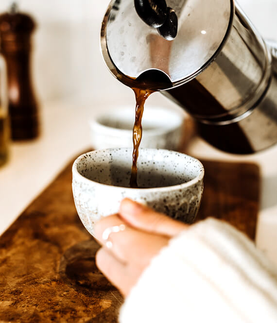 pouring morning coffee