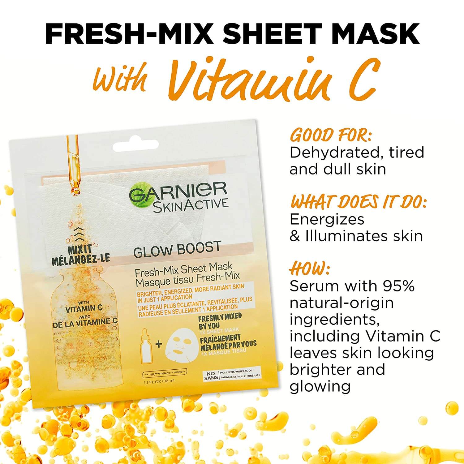 Garnier Glow Boost Mask displayed as a part of girly morning routine