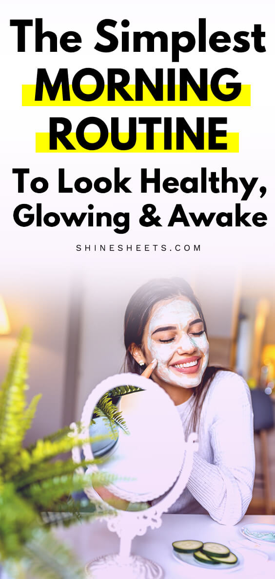 Woman having a girly morning routine near her face mirror