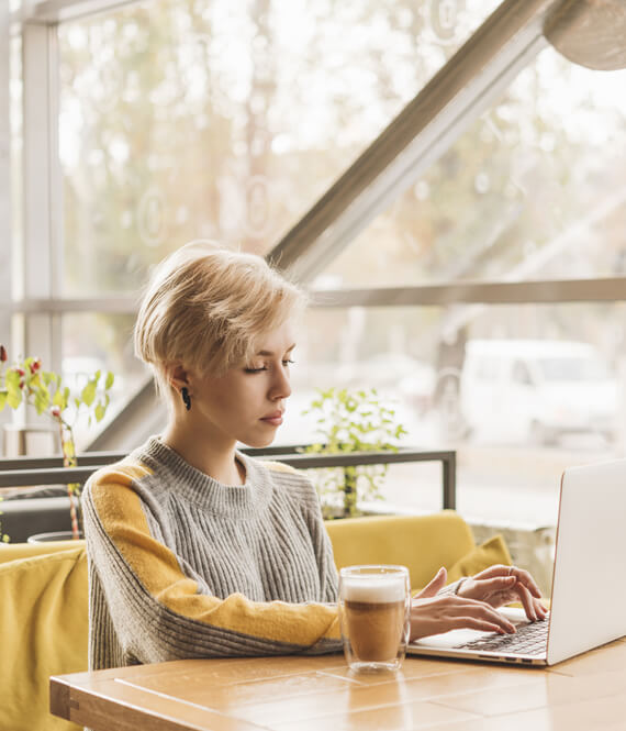 busy woman working in a coffee shop
