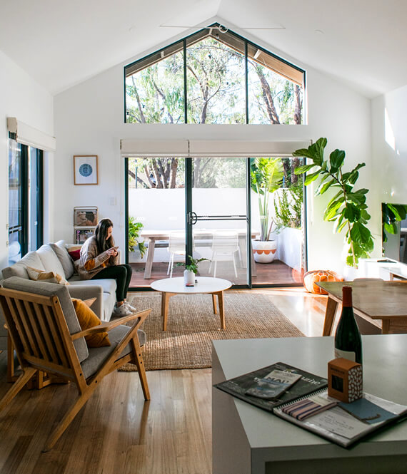 woman sitting in a perfectly detoxified home