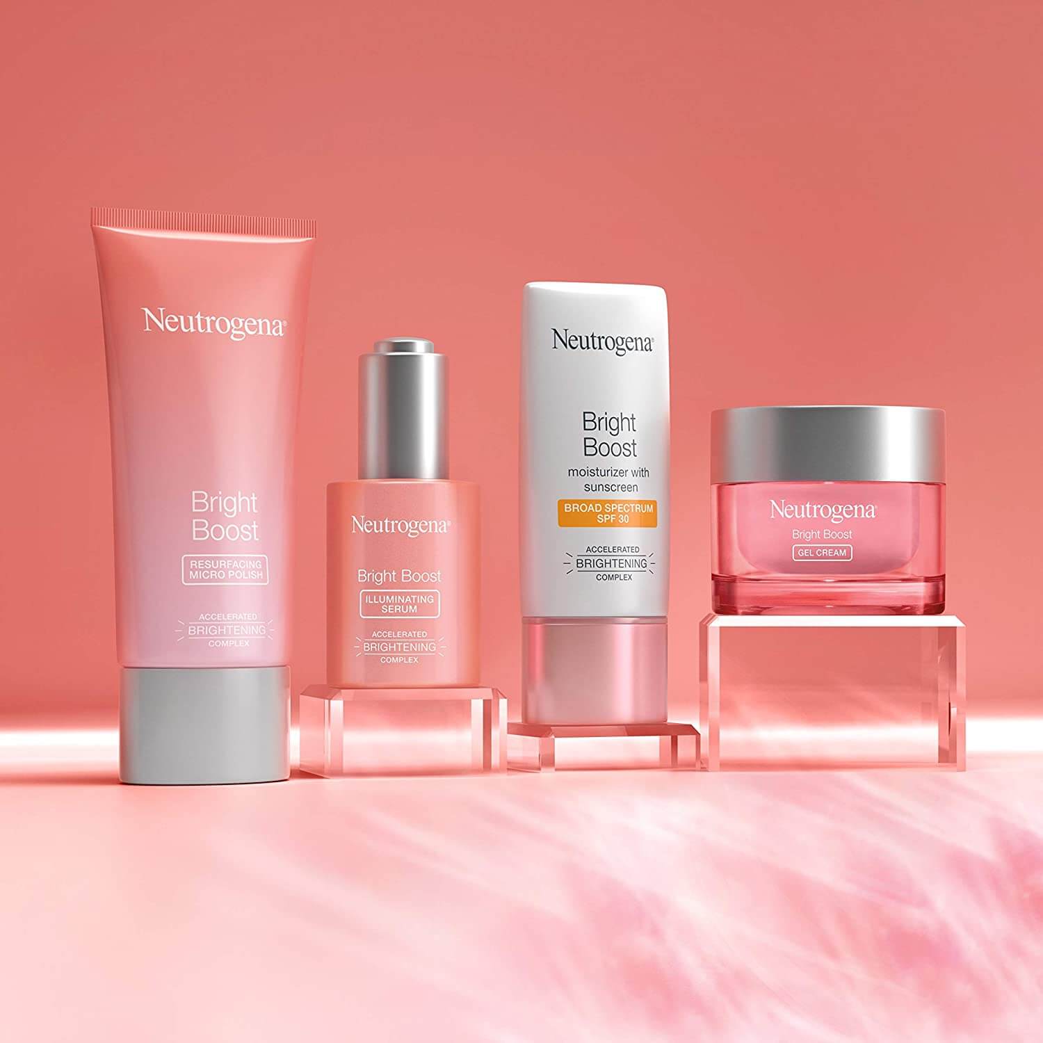 Neutrogena Bright Boost Skincare LIne producst as a part of hydrating facial
