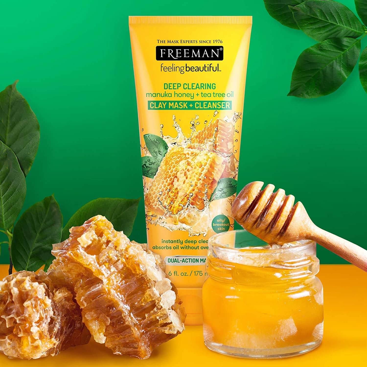 Freeman deep clearing clay mask for skin and chuncks of honey
