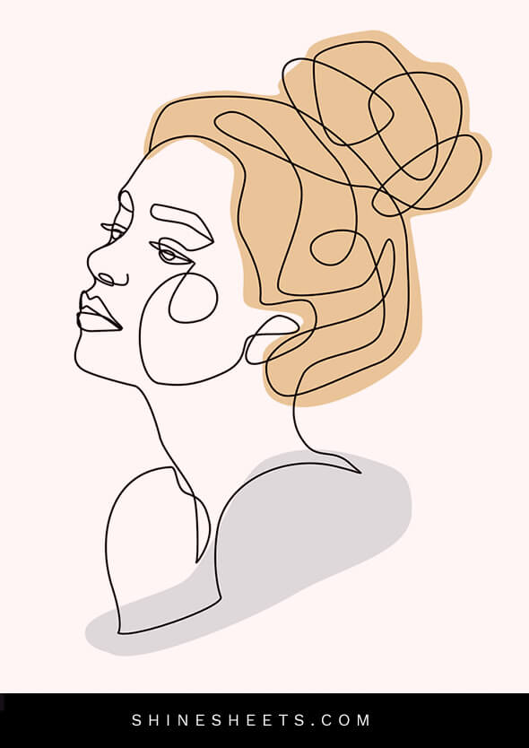 line art illustration of a stressed and depressed woman