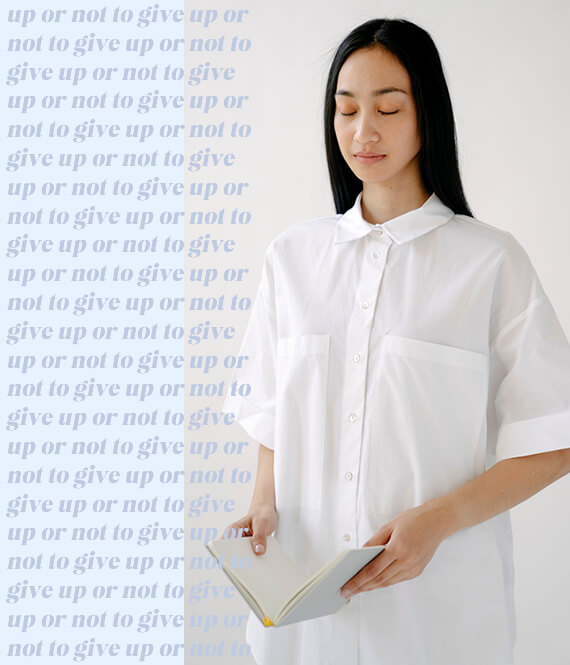 woman debating whether to give up or do motivational activities