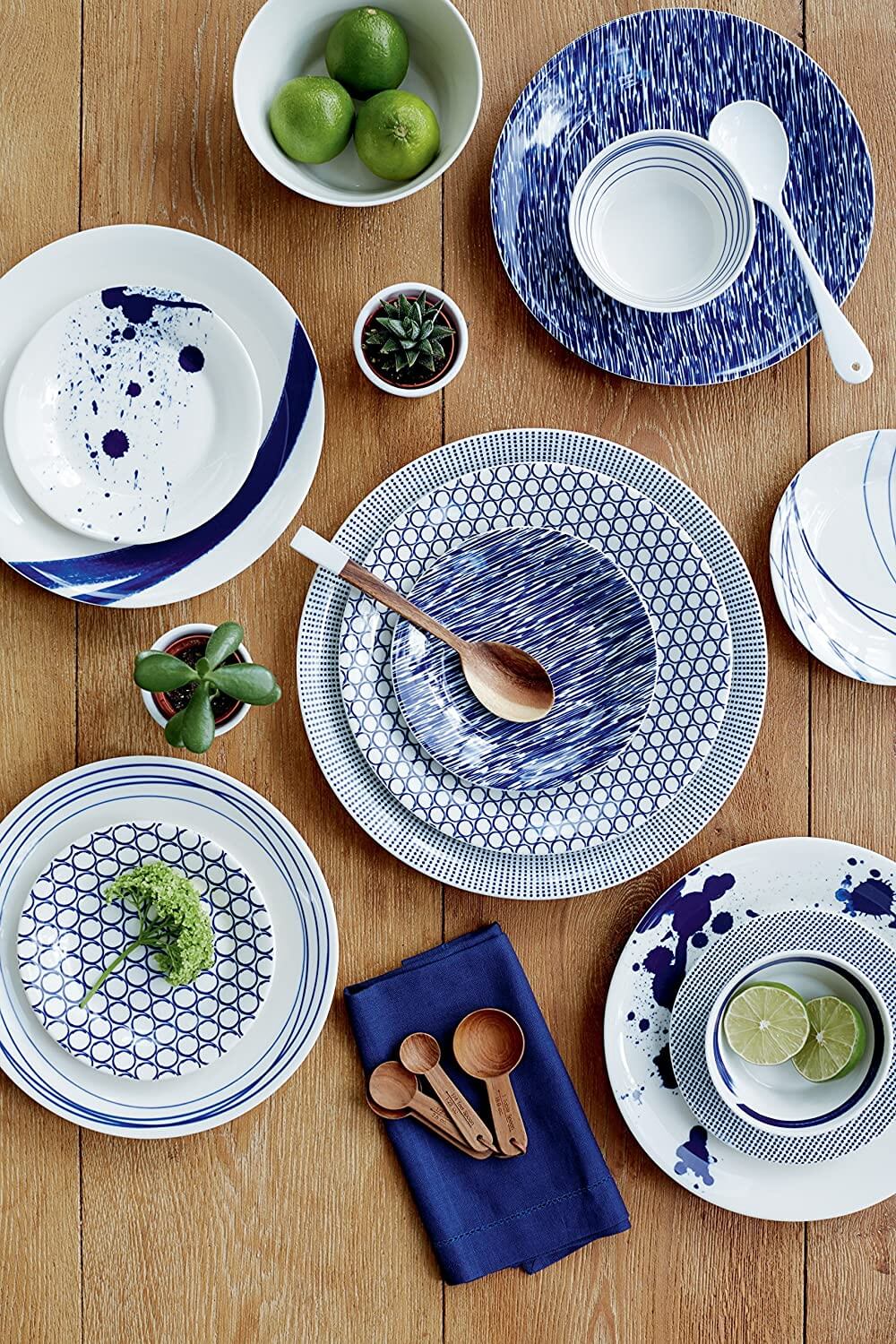 Pretty blue patterned plates displayed as a way to make healthy food taste good