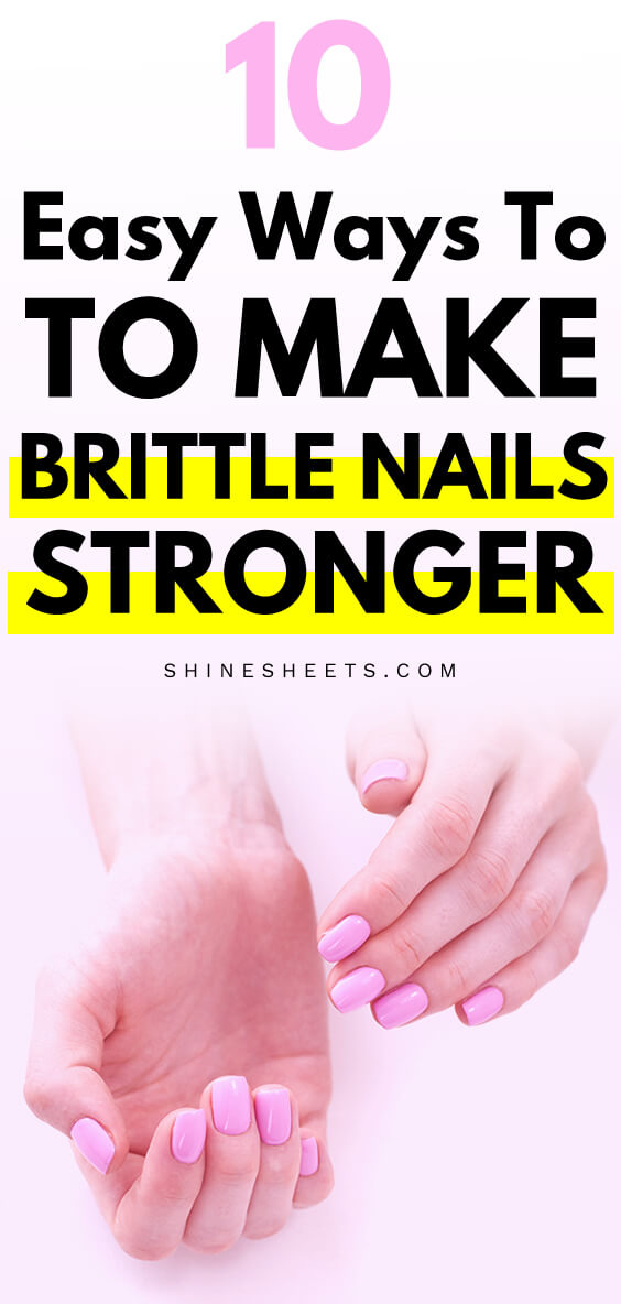 Brittle nails painted with pink gel nail polish