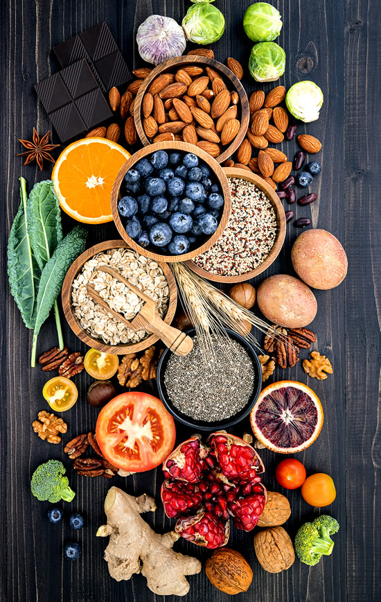 high fiber foods on the table as one of the wellness tips for weight loss