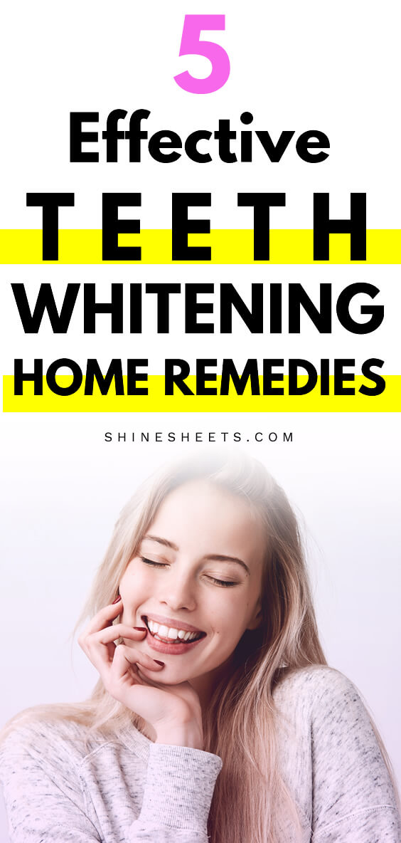 young blonde girls shows off perfect smile after using teeth whitening home remedies