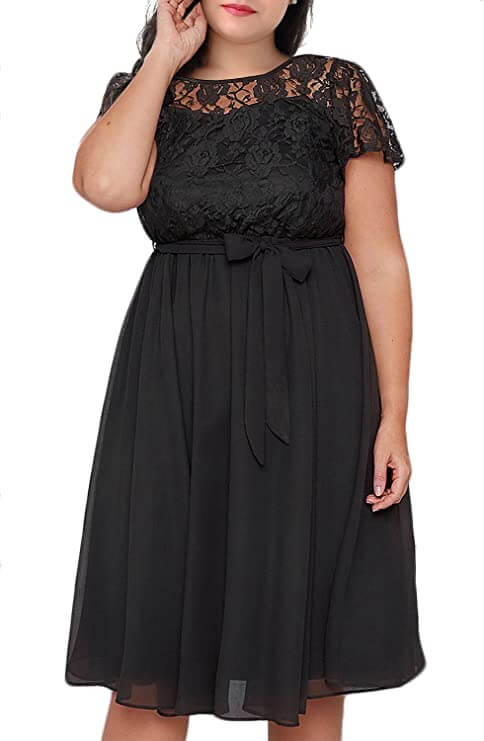 plus size woman in black dress