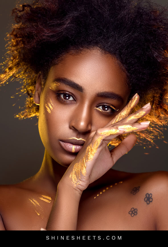 beautiful black woman with skin marks as a concept of beaut habits for skin