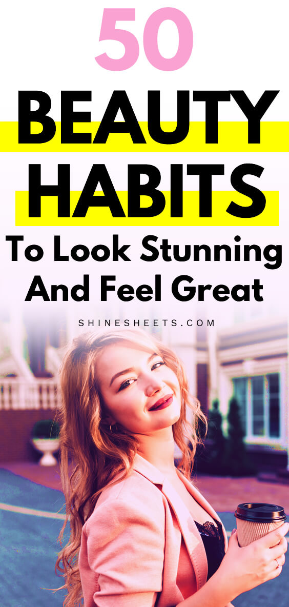 woman strolling on the street after her beauty habits and treatments