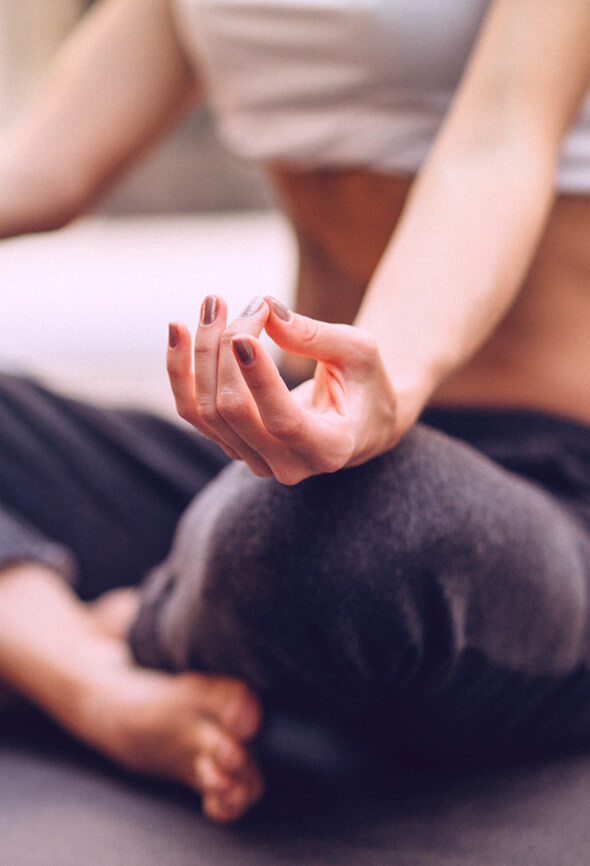 woman with atelophobia doing mindfulness meditation