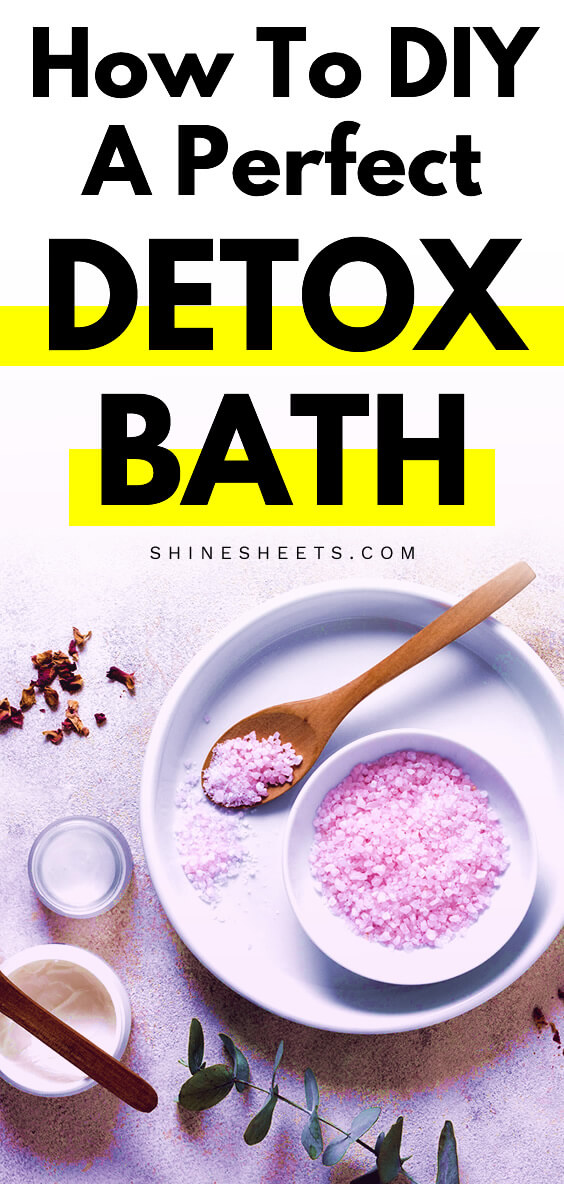 diy detox bath ingredients and salt on the table