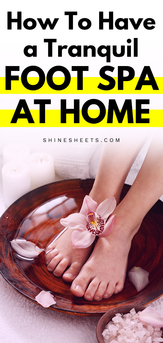 foot spa at home in a wooden bowl