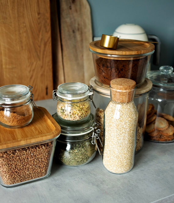 organized food items on the counter
