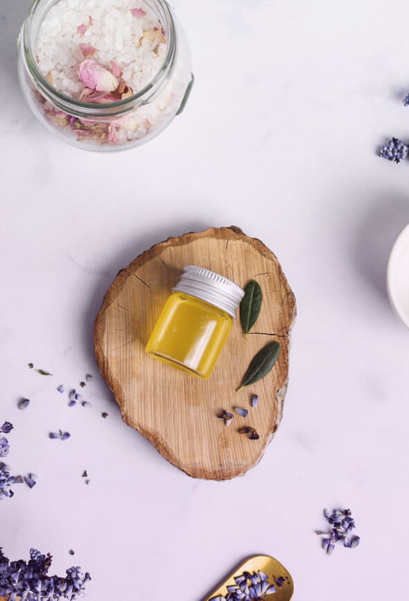soothing bath products and lavender