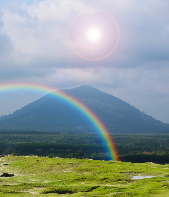 sun after rain rainbow