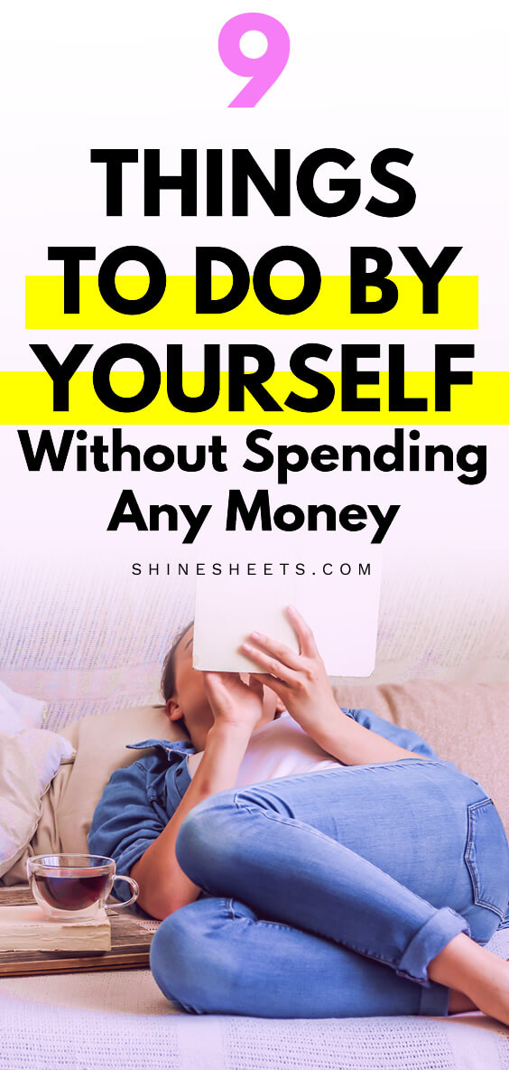 woman listing things to do by yourself while laying on the bed