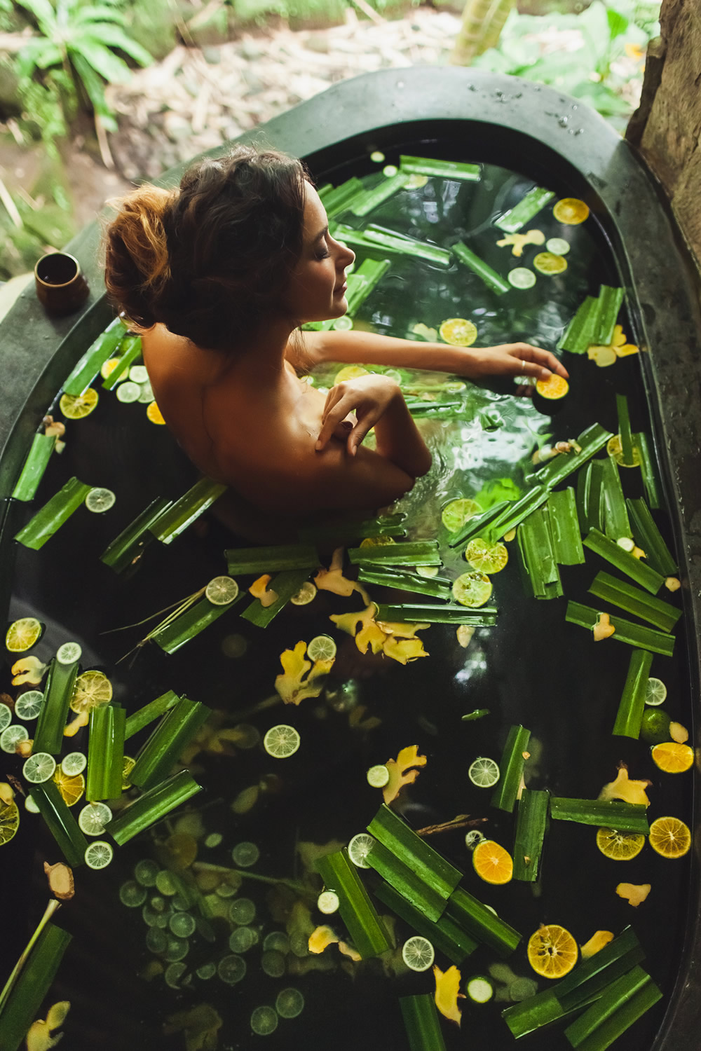 woman having a detox bath