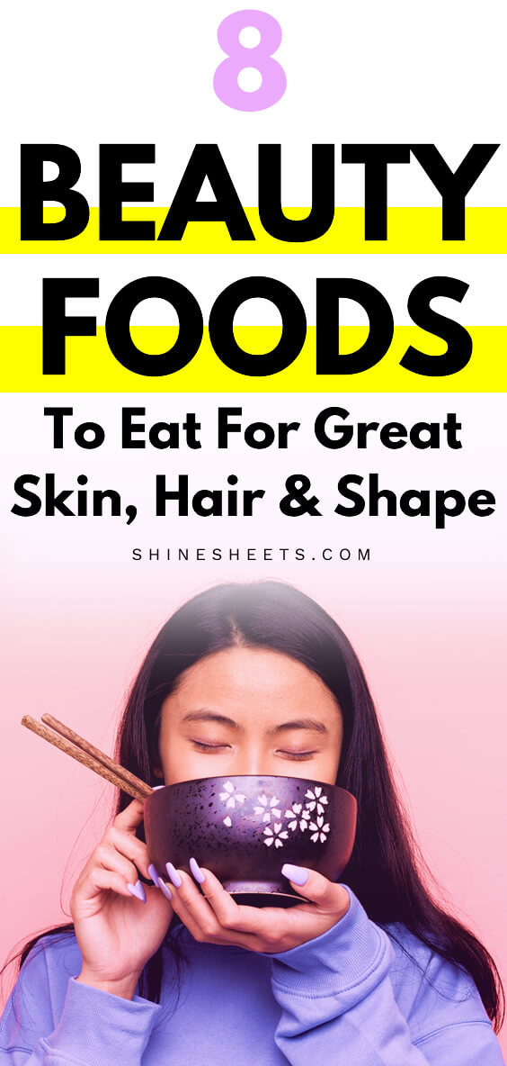 asian woman eating beauty foods with sticks