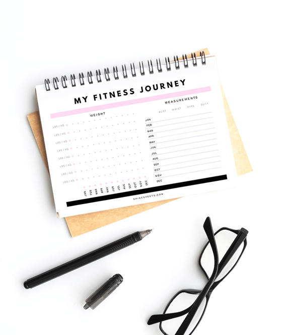free weight loss tracker printable on desk