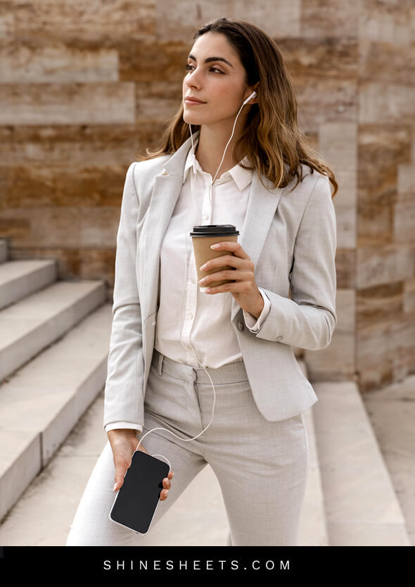 stylish woman in perfectly ironed clothes as an illustration of social etiquette