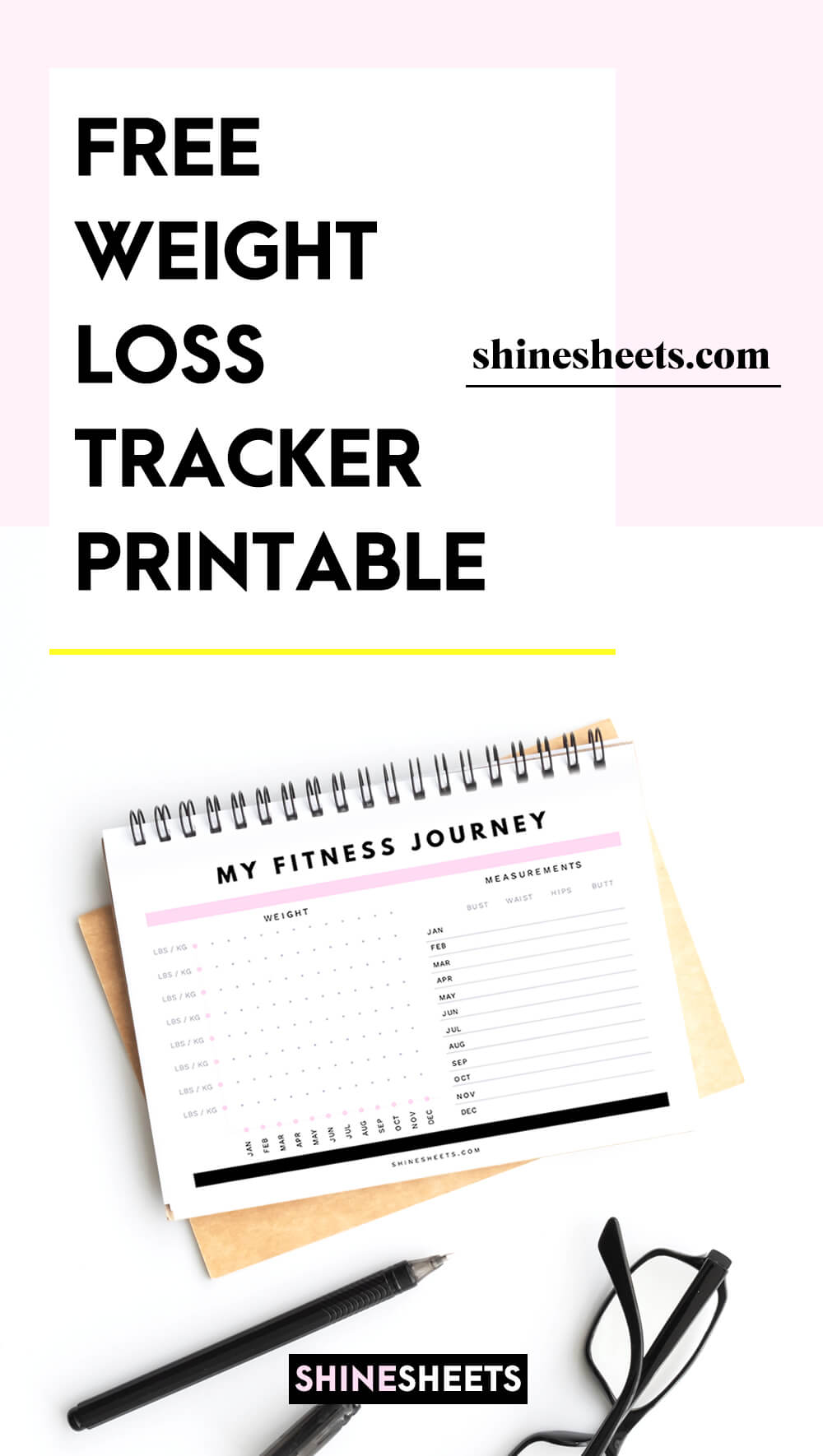 weight loss tracker printable on the desk
