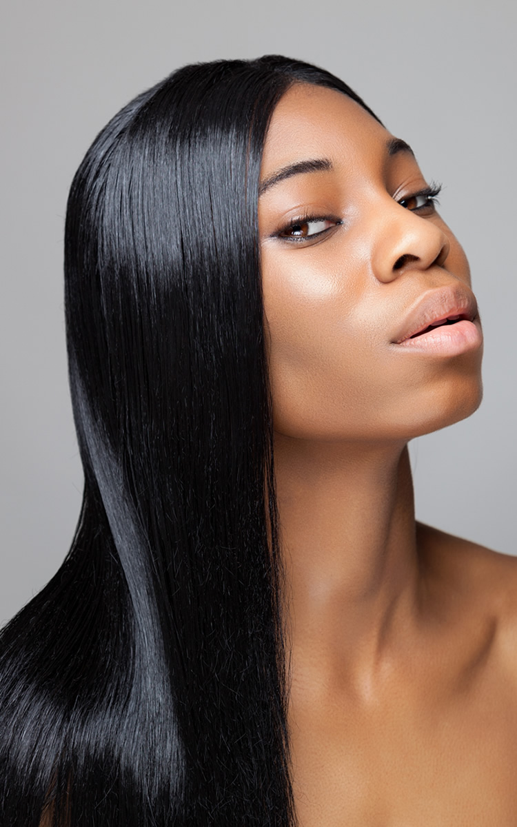 black beautiful woman with perfect hair health