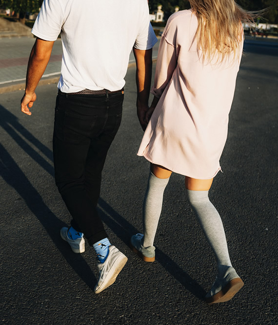 couple walking down the street