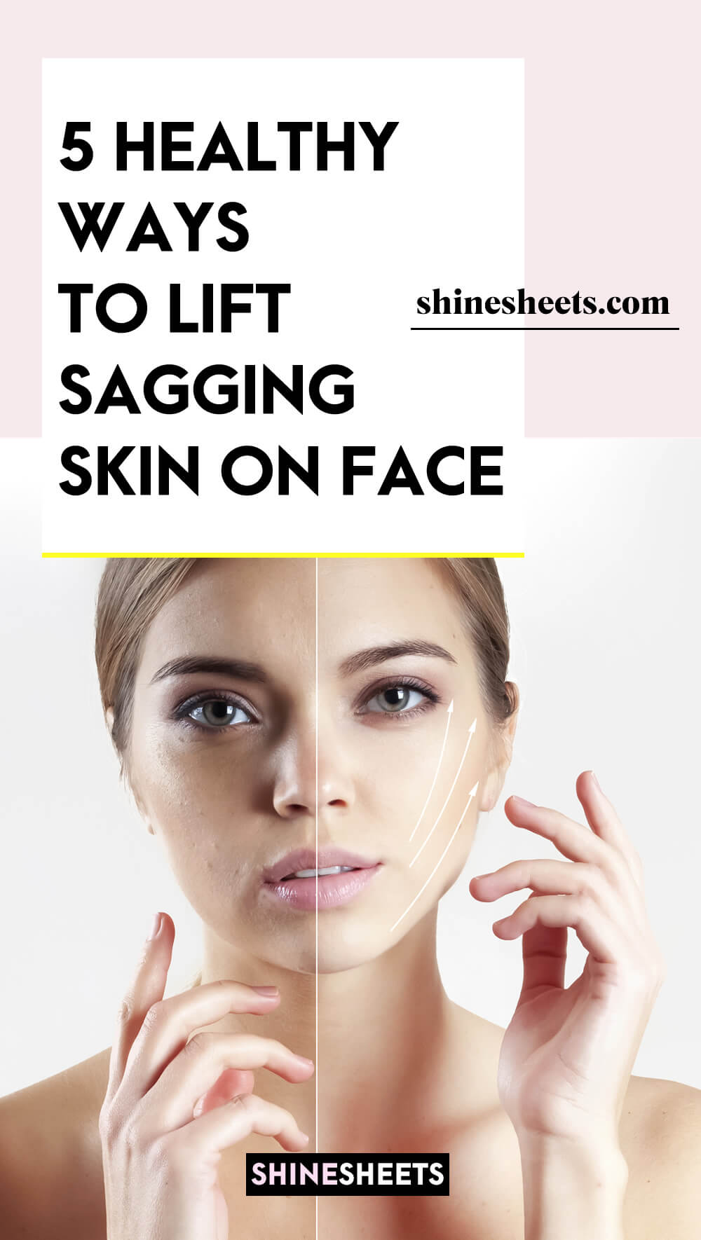woman before after lifting sagging skin on face