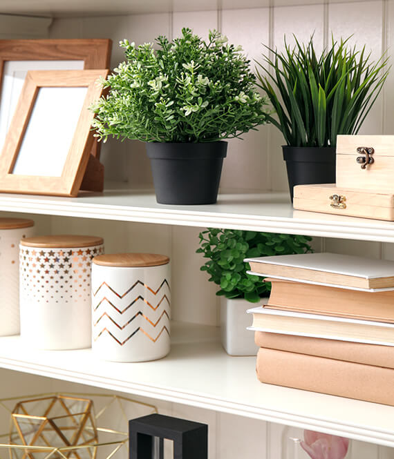 decluttered shelves