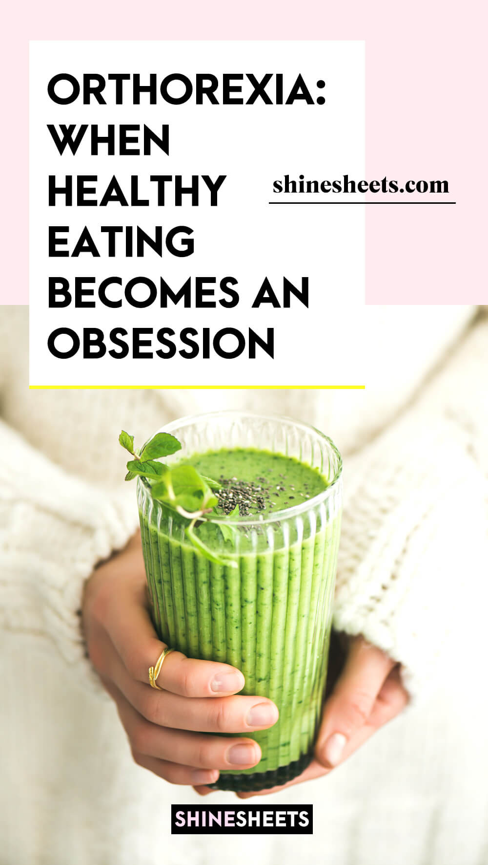 woman with orthorexia holding green smoothie