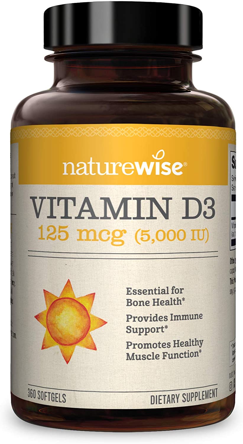 NatureWise Vitamin D3 5000iu (125 mcg) 1 Year Supply for Healthy Muscle Function, Bone Health and Immune Support