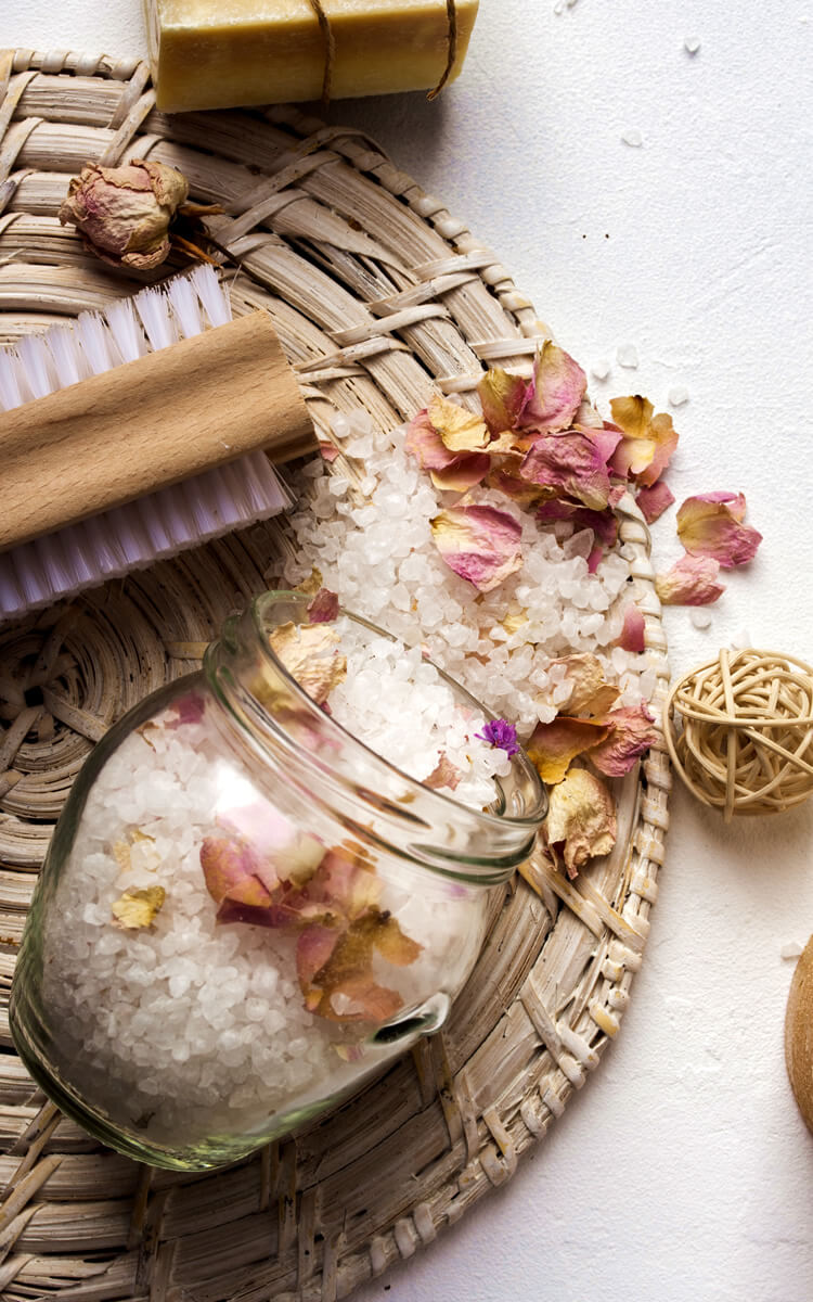 detox bath salts on the table
