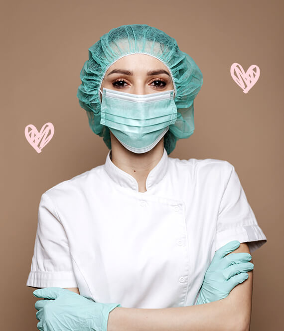 nurse with the mask on her face