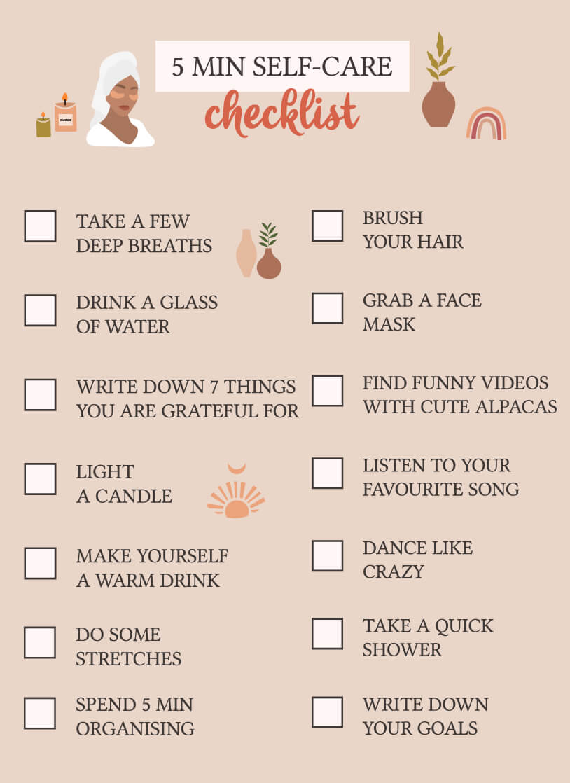 self care checklist to prevent delf-destructive behavior
