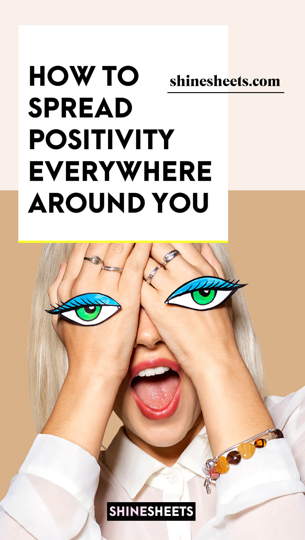 woman smiling to spread positivity around