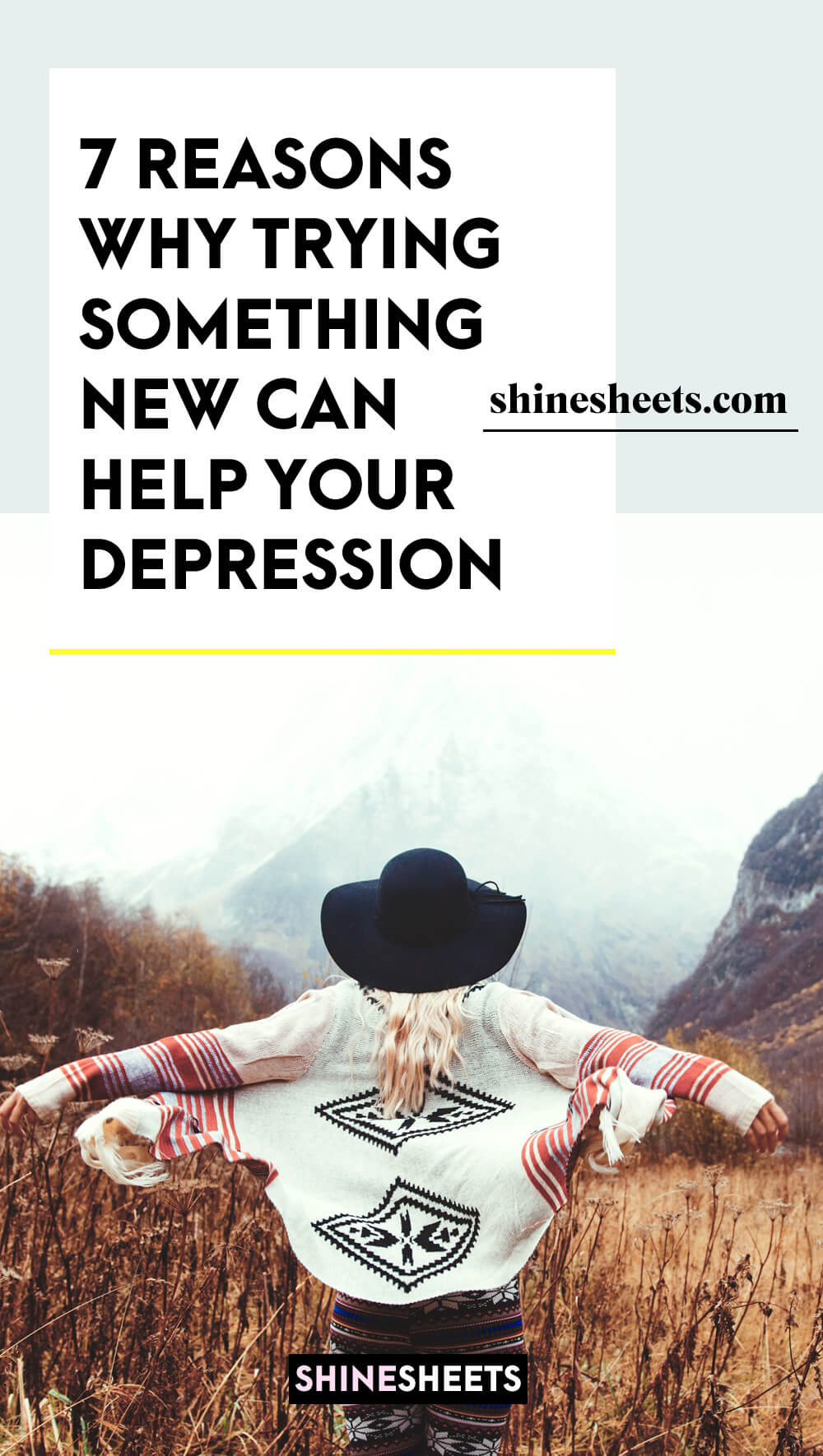 woman tyring new things on the mountains to help her depression