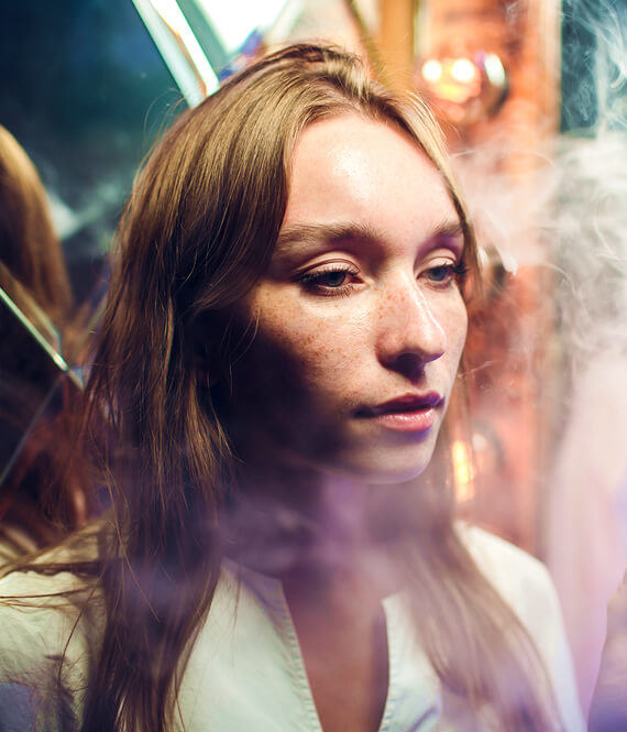 woman smoking at the bar