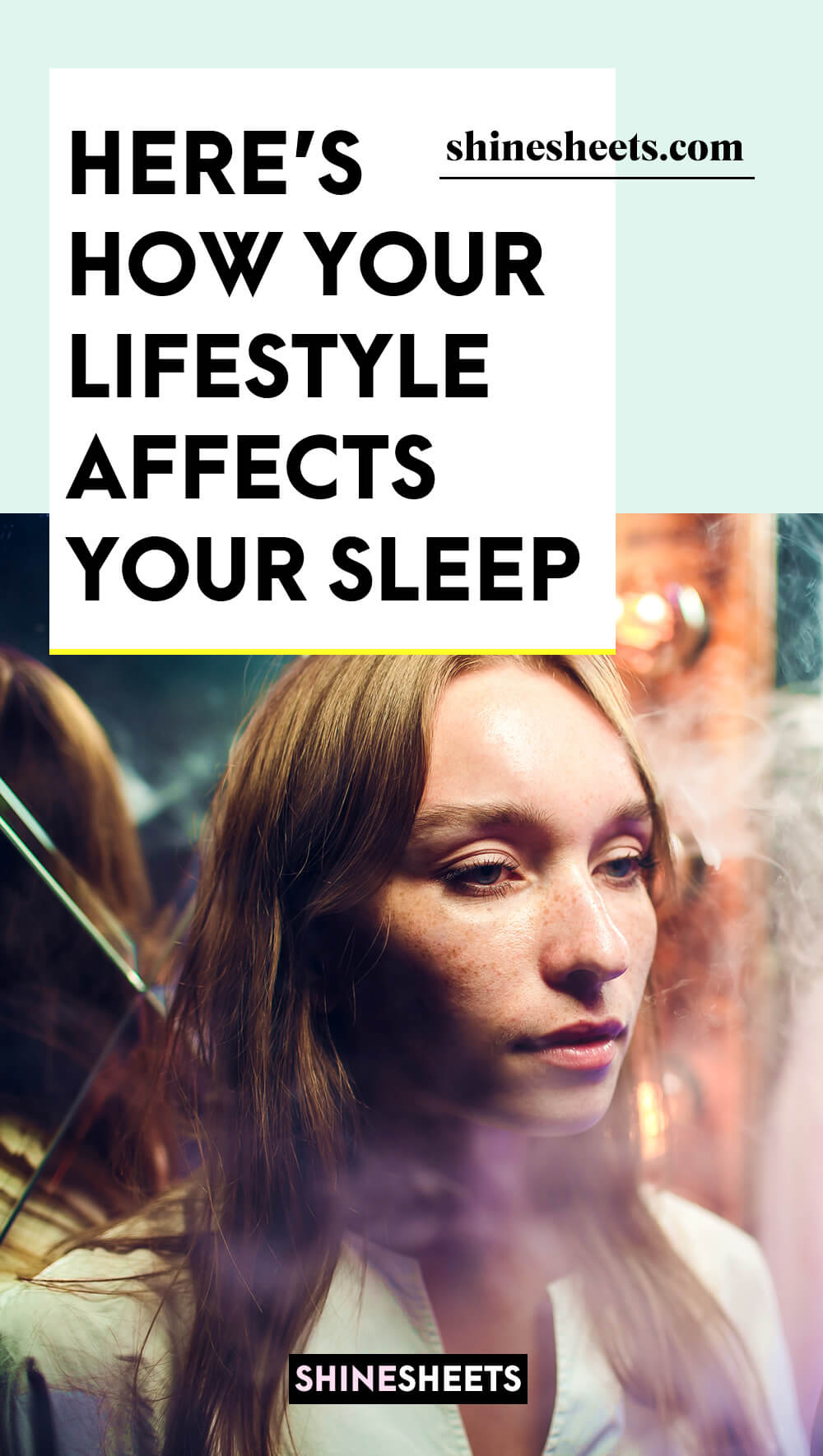 woman smoking electronic cigarette despite affected sleep