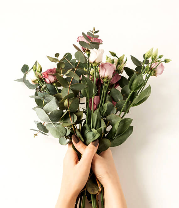 woman with flowers bouquet