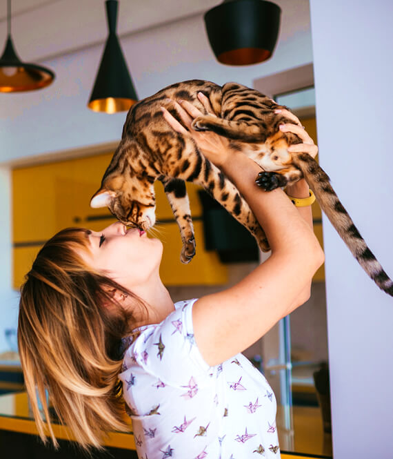 young girl holding a cat