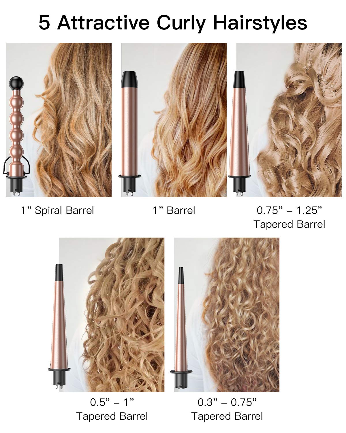 Interchangeable Ceramic Barrels results for wavy hair to ringlets