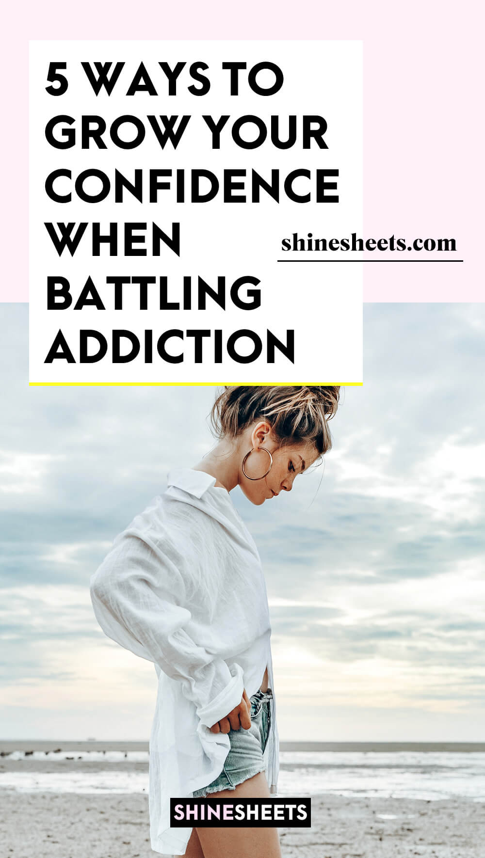 shy woman battling addiction
