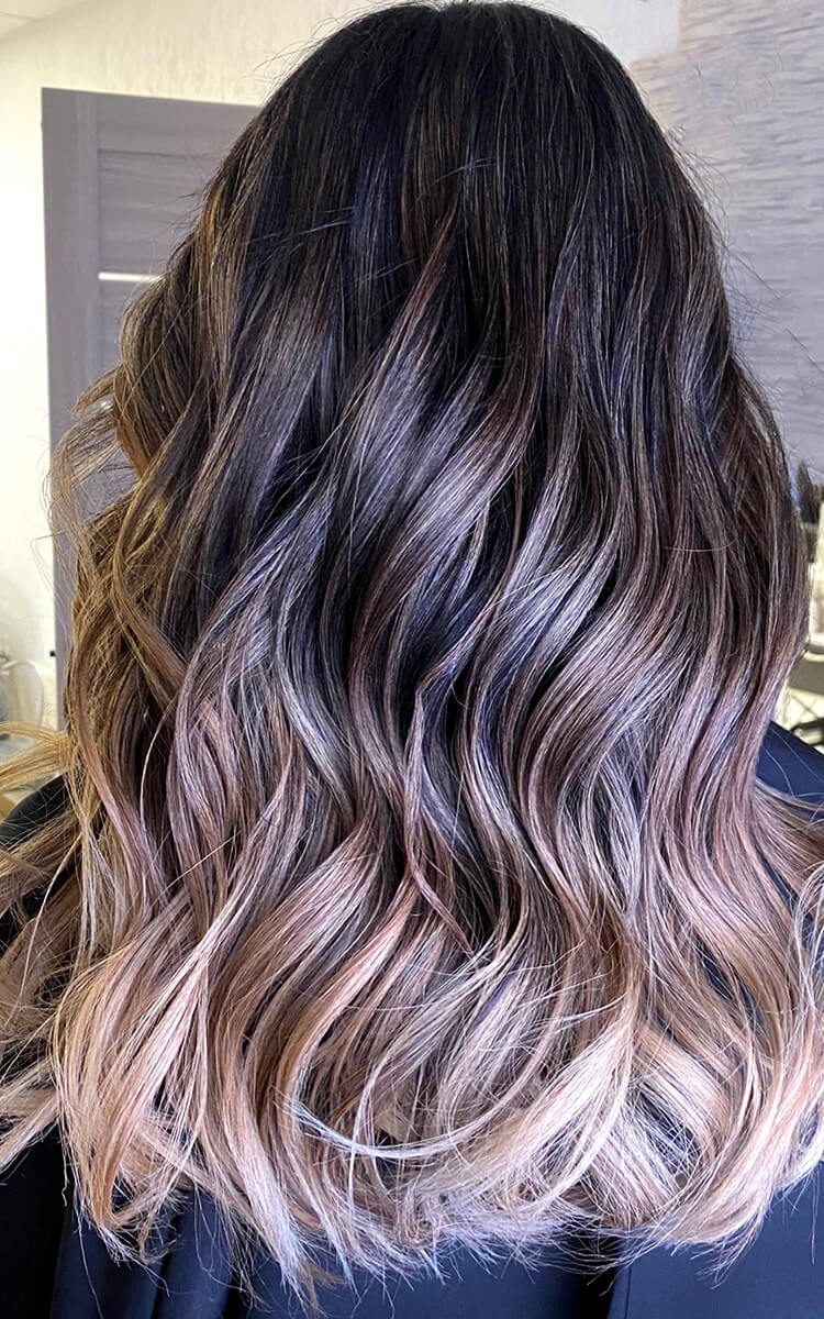 wavy hair with ombre balayage hair color