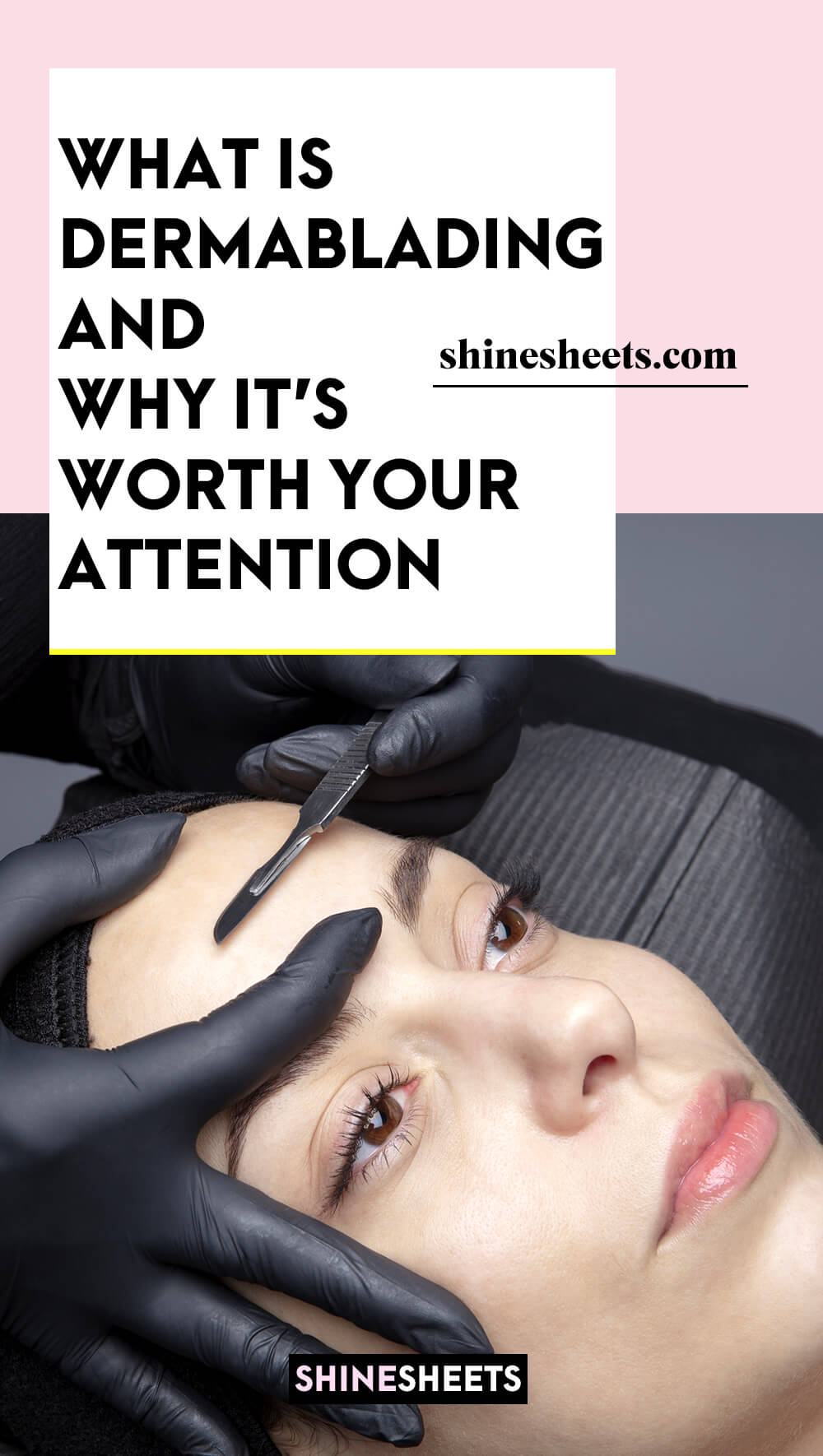 woman receiving a professional dermablading treatment at a beauty salon
