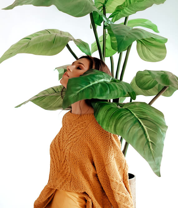 woman with eco fashion art