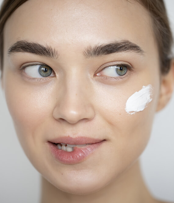 woman with reactive skin